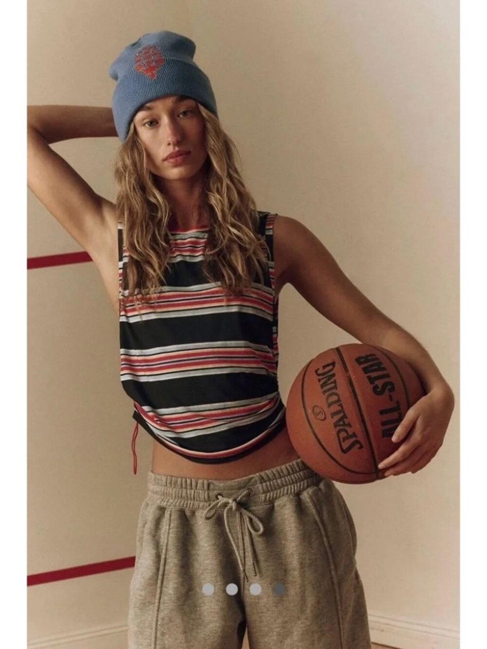 Free People Movement Navy Striped Sport Mode Muscle Tee